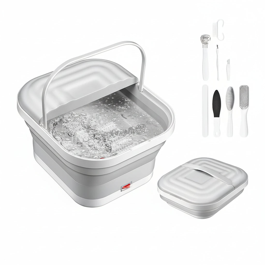 Bain de pied masseur électrique pliable & chauffant – Seau pédicure relaxation 45°C, rouleaux de massage, spa pour pieds, pétrissage & soins de santé