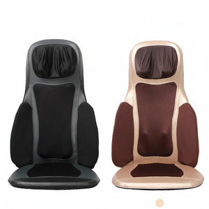 Masseur de dos avec chaleur & pétrissage – Coussin de siège Shiatsu portable Beige/Noir Électrique, 3 modes de Vibration & 3 Intensités, 48W