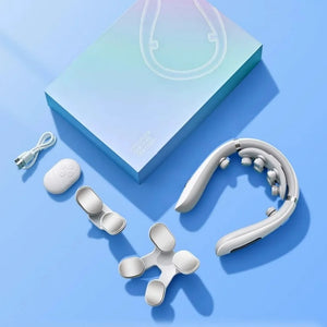 Appareil massage cou et cervicales électrique & microcourant – Masseur cervical pétrissage Shiatsu, vibration, chauffage, épaule, sans fil & têtes remplaçables