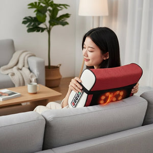 Coussin masseur cervical Pétrissage & Chauffant – Masseur Nuque Dos, Relaxation Musculaire, Alimenté Batterie & Portable