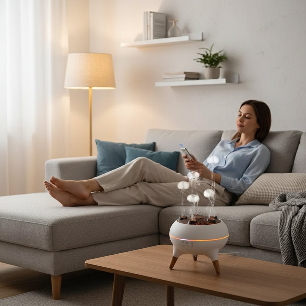 Humidificateur à Quall Dynamique 250ml & Télécommande – Diffuseur d'Huiles Essentielles Ultrasonique, Brumisateur 10W avec 7 Veilleuses Colorées & Fonction Minuterie