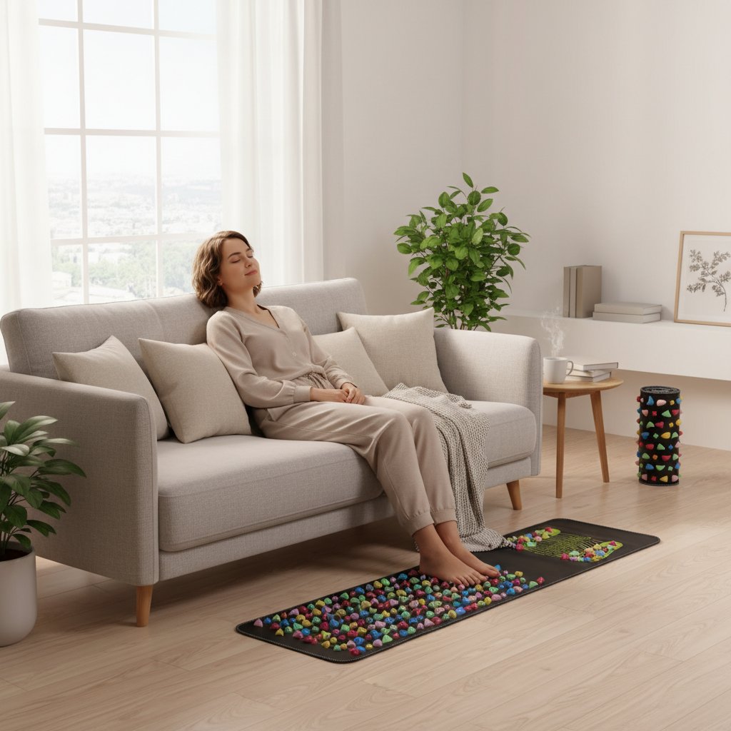 Masseur de Pied Acupression & Réflexologie – Coussin de Massage Marche, Relaxation Pieds Pression, Soin Santé & Fatigue Pieds