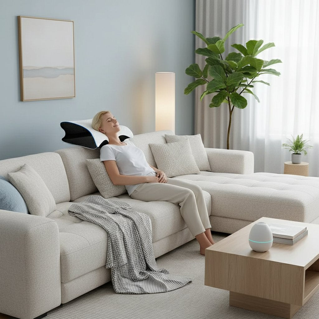 Oreiller Papillon Mousse Mémoire Lente & Ergonomique – Coussin Cervical Orthopédique Nuque Massage Lit Sommeil Confortable Anti-douleur