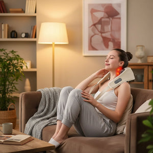 Appareil massage cou et cervicales – Shiatsu & Chauffant – Électrique, épaules, dos, trapèzes – Soulagement douleurs musculaires, bureau, maison & voiture