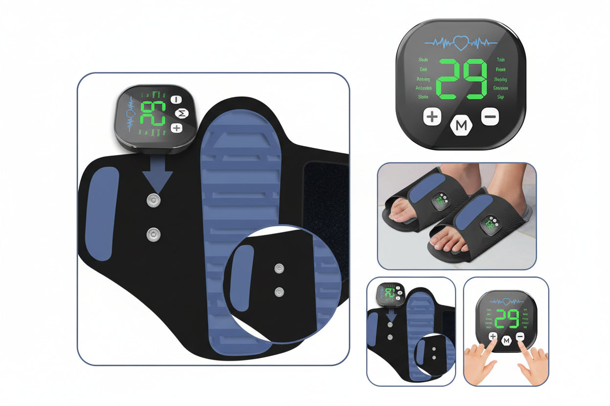 Masseur de pied électrique Stimulation musculaire & Relaxation – Coussin EMS Circulation sanguine Machine de massage des pieds Spa Pieds sans piles outil de massage