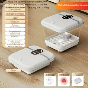 Bain de pied masseur électrique Portable & Pliable – Bain de pieds Chauffant Température Constante, Massage Vibrant & Bulles