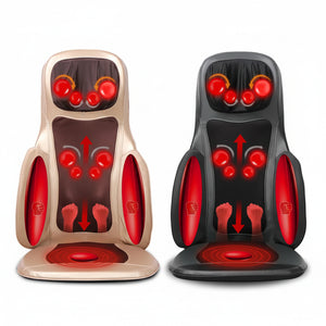 Masseur de dos avec chaleur & pétrissage – Coussin de siège Shiatsu portable Beige/Noir Électrique, 3 modes de Vibration & 3 Intensités, 48W