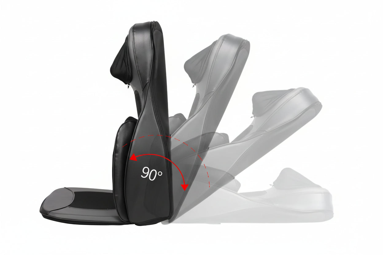 Masseur de dos avec chaleur & pétrissage – Coussin de siège Shiatsu portable Beige/Noir Électrique, 3 modes de Vibration & 3 Intensités, 48W