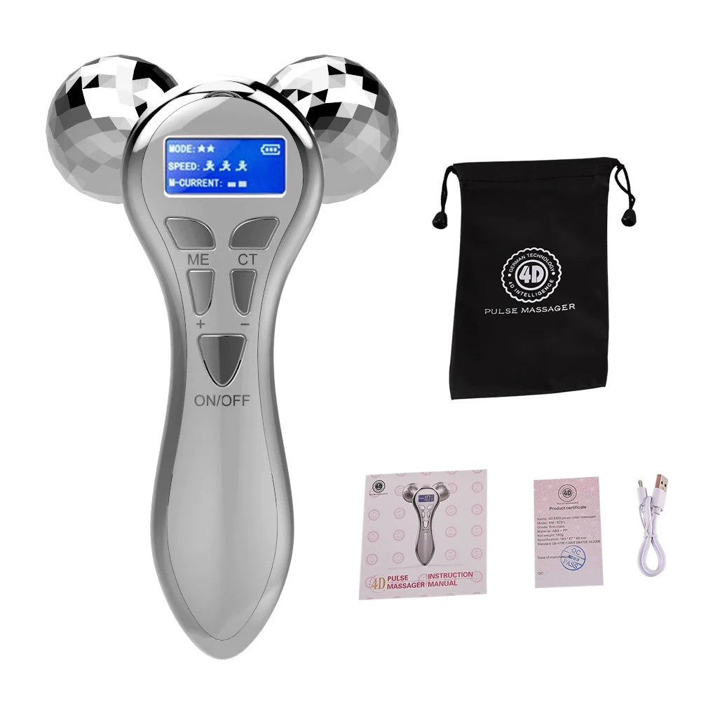 Masseur visage électrique EMS & Microcourant – Appareil Lifting V Anti-Rides, Vibration, Outil de Soin Beauté Cou, Yeux & Corps, Raffermissement Peau