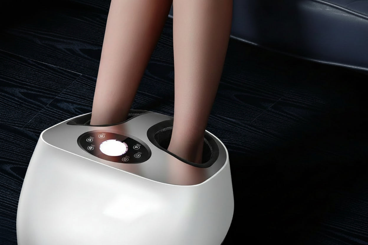 Masseur de pied électrique Shiatsu & Pétrissage – Masseur pieds complet Chauffant Airbag, Rouleau & Grattage, 5 Modes, Intensité 9 Niveaux, 34-47