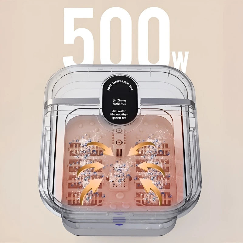 Bain de pied masseur électrique Portable & Pliable – Bain de pieds Chauffant Température Constante, Massage Vibrant & Bulles