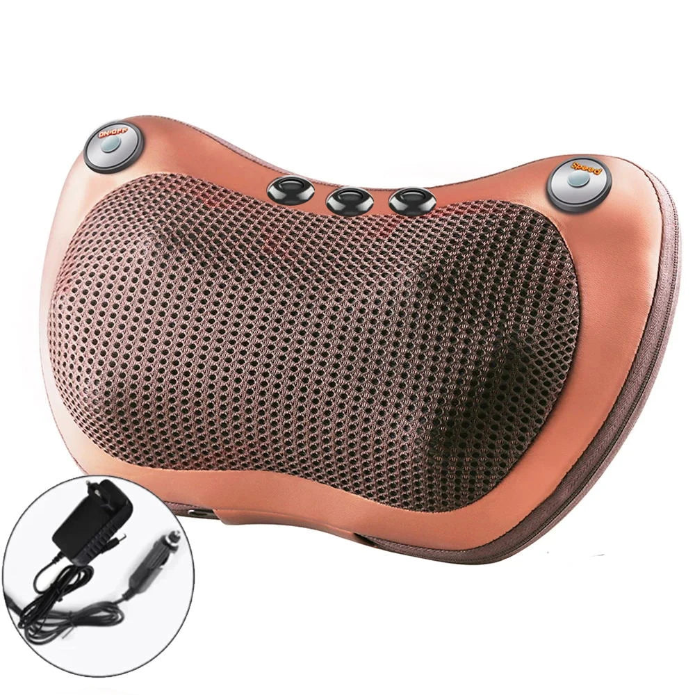 Oreiller de Massage électrique tête & cou – Masseur Shiatsu relaxation épaules dos, thérapie magnétique arthrite, portable & vibrant