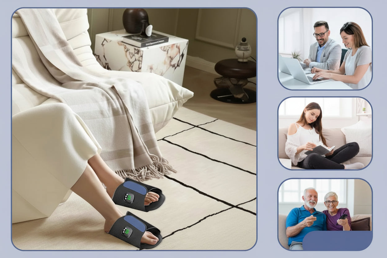 Masseur de pied électrique Stimulation musculaire & Relaxation – Coussin EMS Circulation sanguine Machine de massage des pieds Spa Pieds sans piles outil de massage