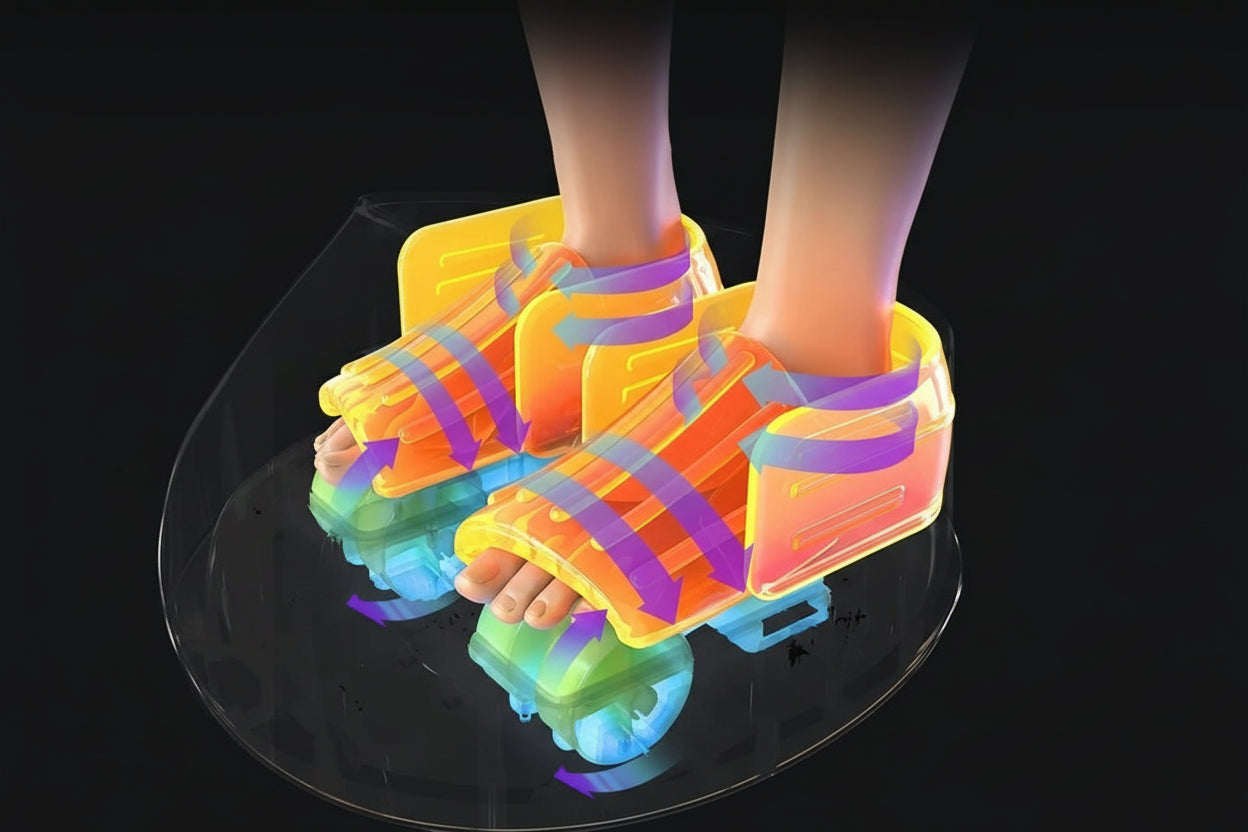 Masseur de pied électrique Shiatsu & Pétrissage – Masseur pieds complet Chauffant Airbag, Rouleau & Grattage, 5 Modes, Intensité 9 Niveaux, 34-47