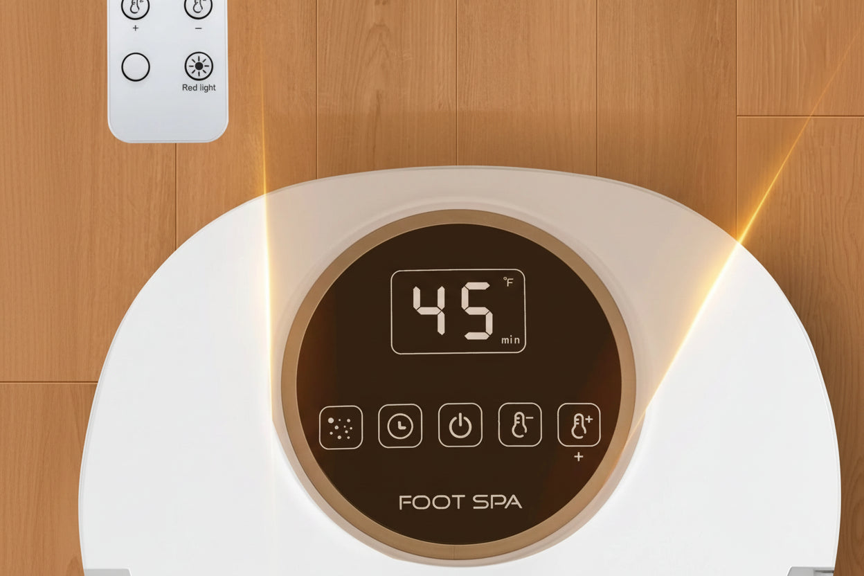 Bain de pied masseur électrique chauffant & vibrant – Pédicure relaxante, zones réflexes, minuterie & 16 rouleaux Shiatsu, pliable