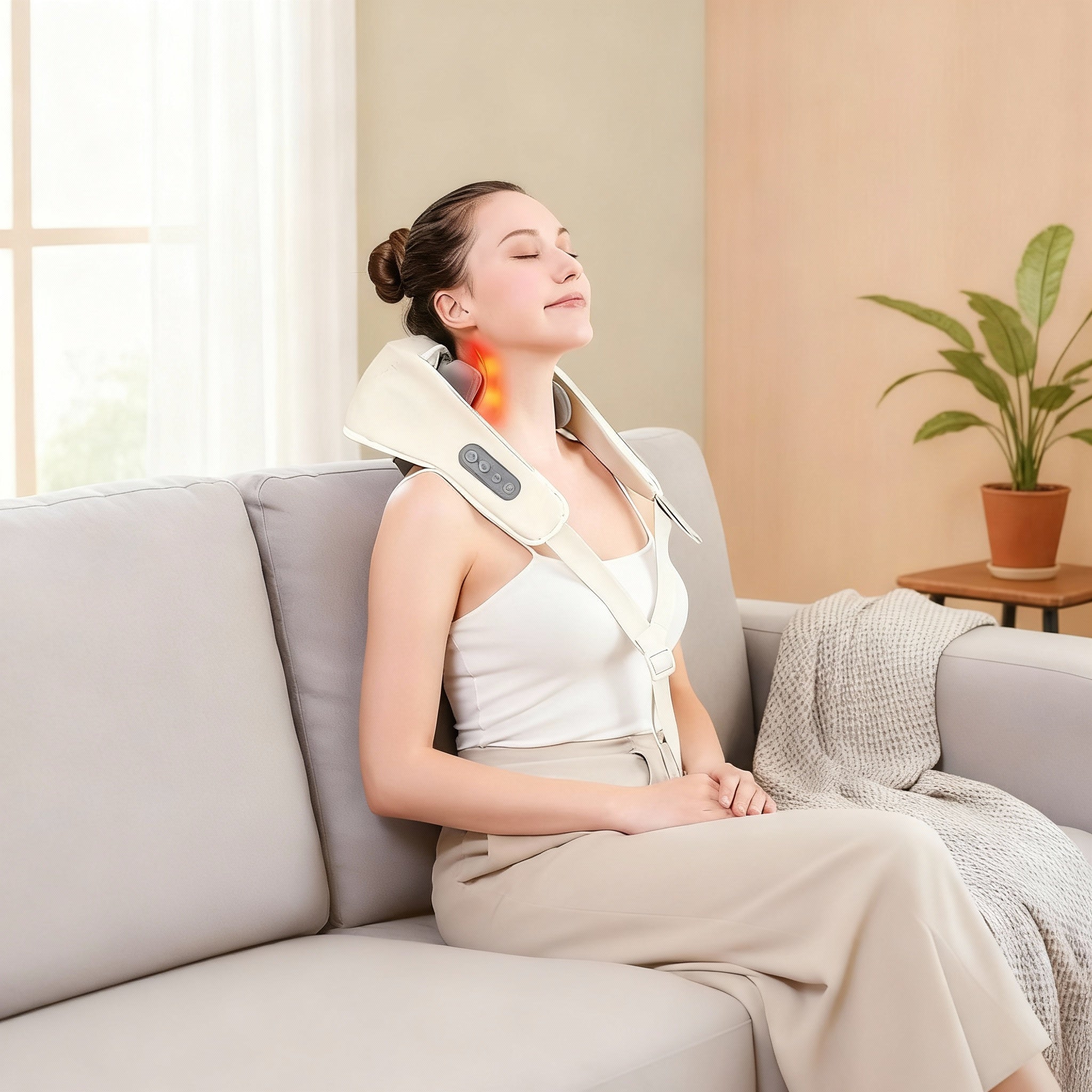 Appareil massage cou et cervicales – Shiatsu & Chauffant pour épaules dos et trapèzes