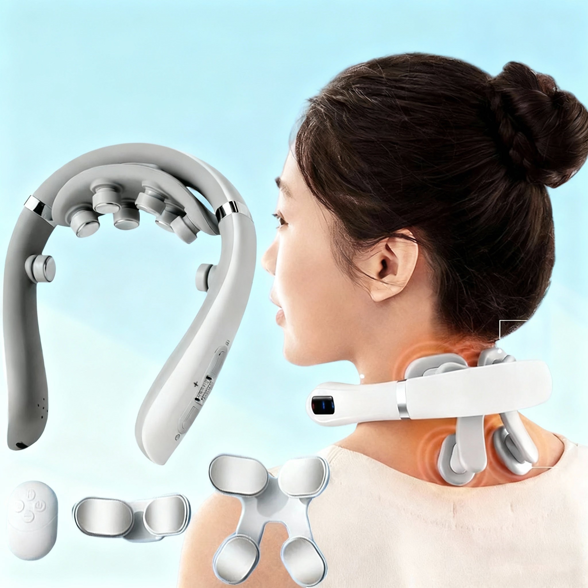 Appareil massage cou et cervicales électrique & microcourant – Masseur cervical Shiatsu vibration et chauffage