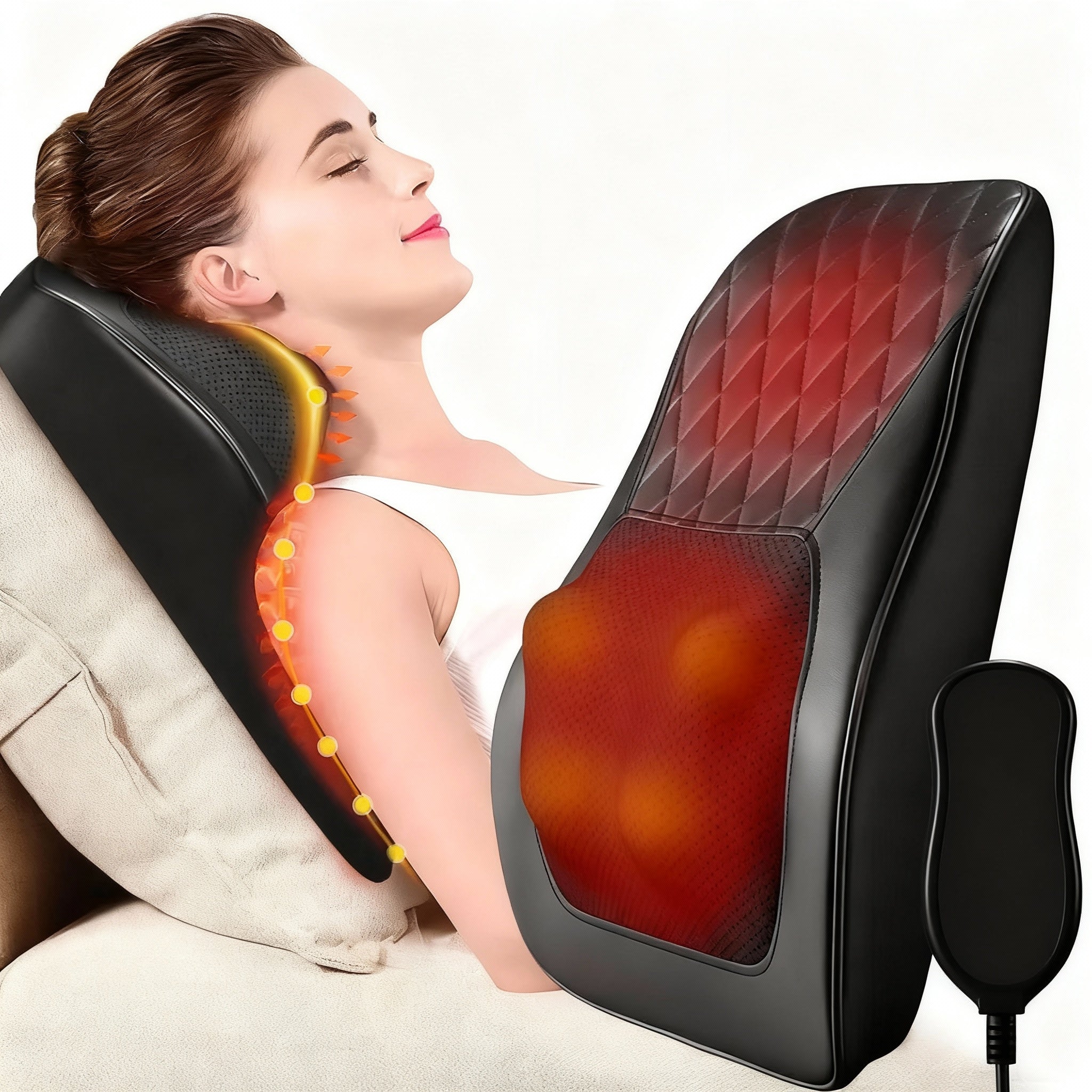 Coussin masseur cervical Vibration & Chauffant – Oreiller de massage électrique pour épaules, cou & dos