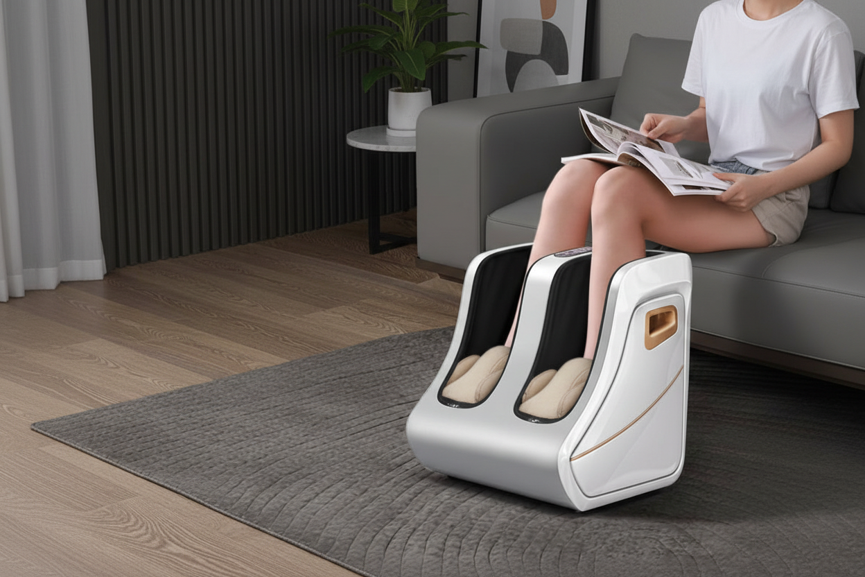 Femme lisant un magazine sur canapé avec l'appareil