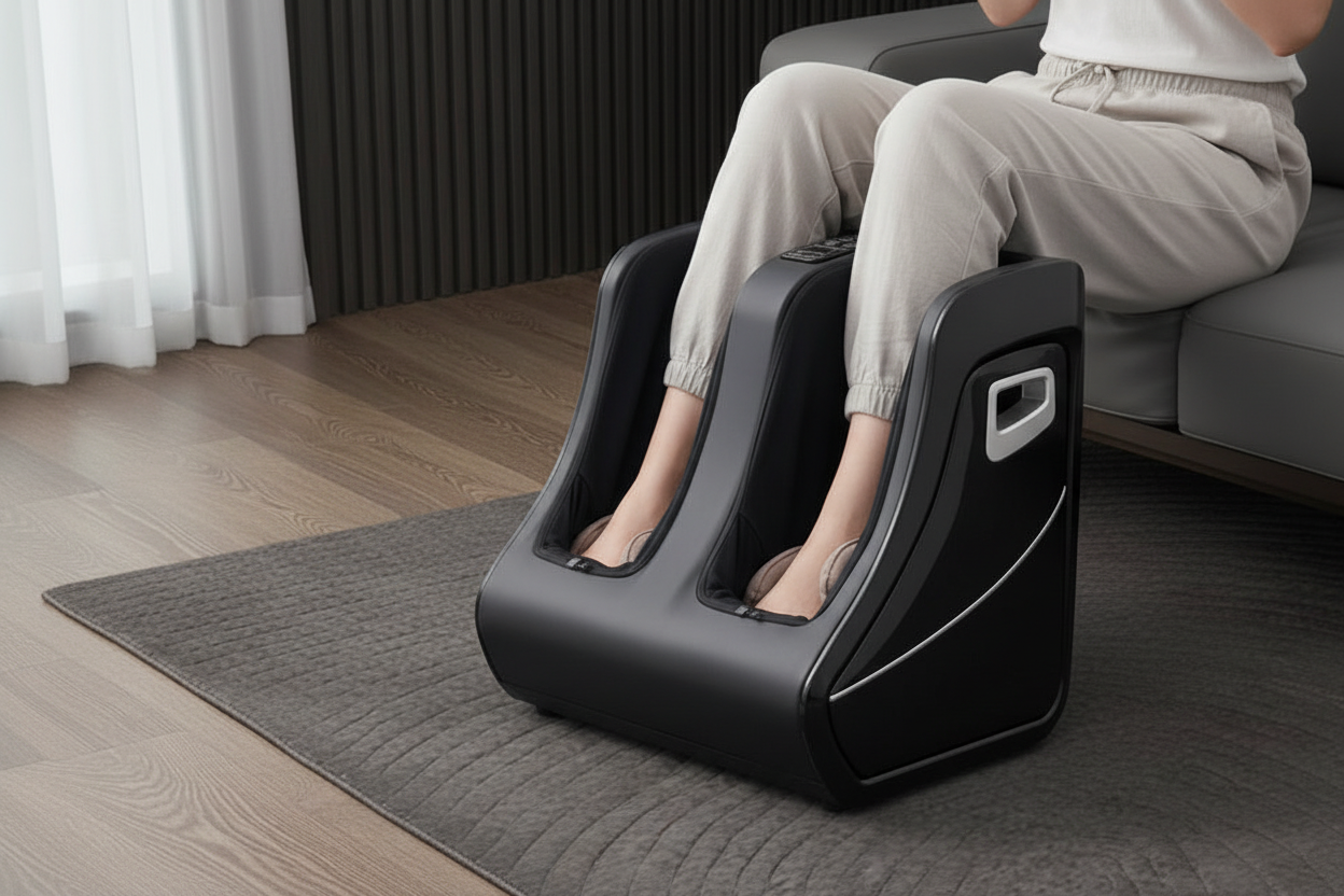 Gros plan 1 - Pieds dans l'appareil blanc et noir