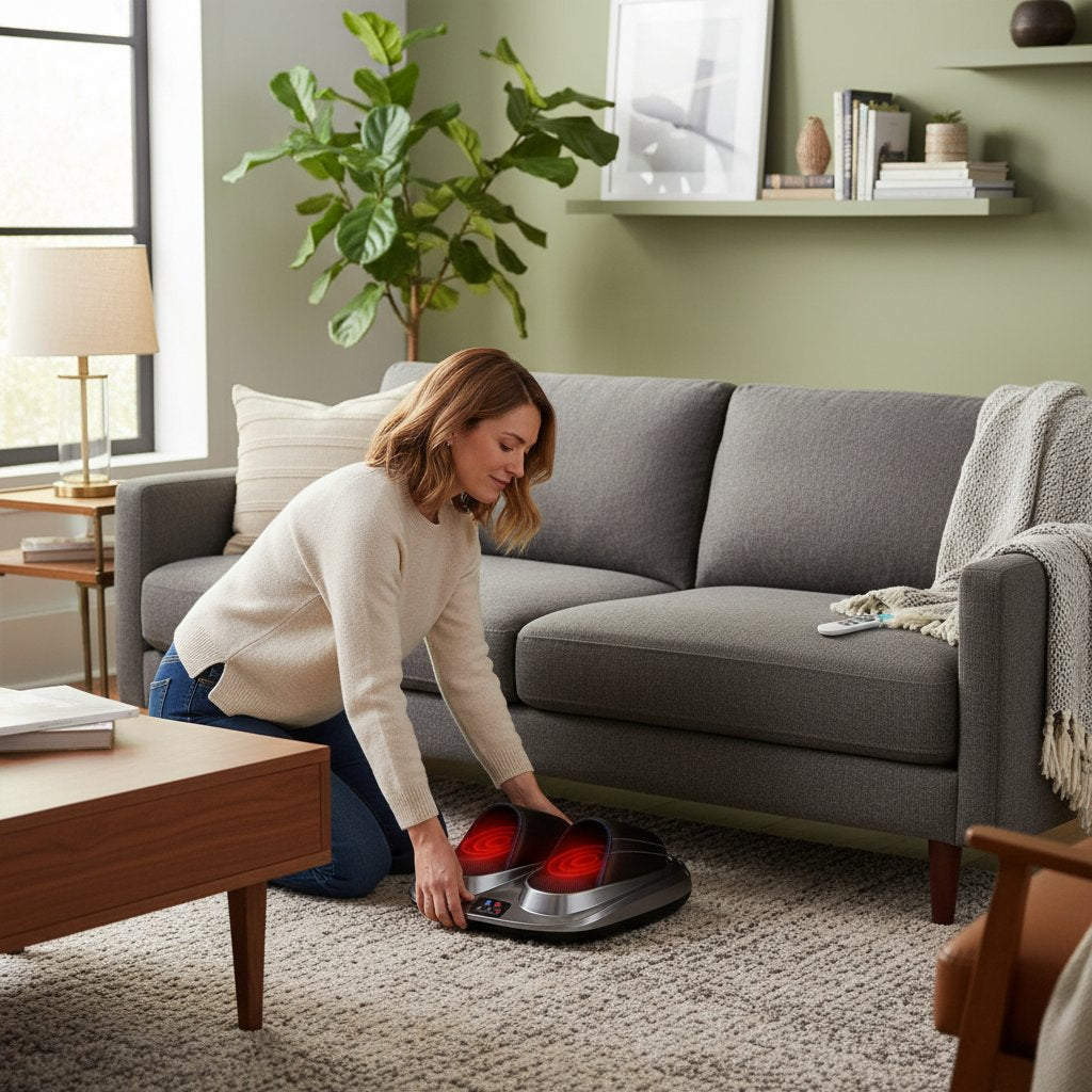 Masseur de pied électrique Shiatsu 3D & Chauffant – Pétrissage Mollets, Massage Relaxant, Idéal Maman, Papa & Cadeau Noël Fête des Mères