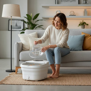 Bain de pied masseur électrique chauffant & vibrant – Pédicure relaxante, zones réflexes, minuterie & 16 rouleaux Shiatsu, pliable