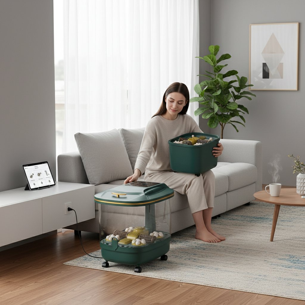 Bain de pied masseur électrique chauffant & automatique – Spa de pieds thermostatique, Fumigation domestique, Bassin de massage à température constante M0180