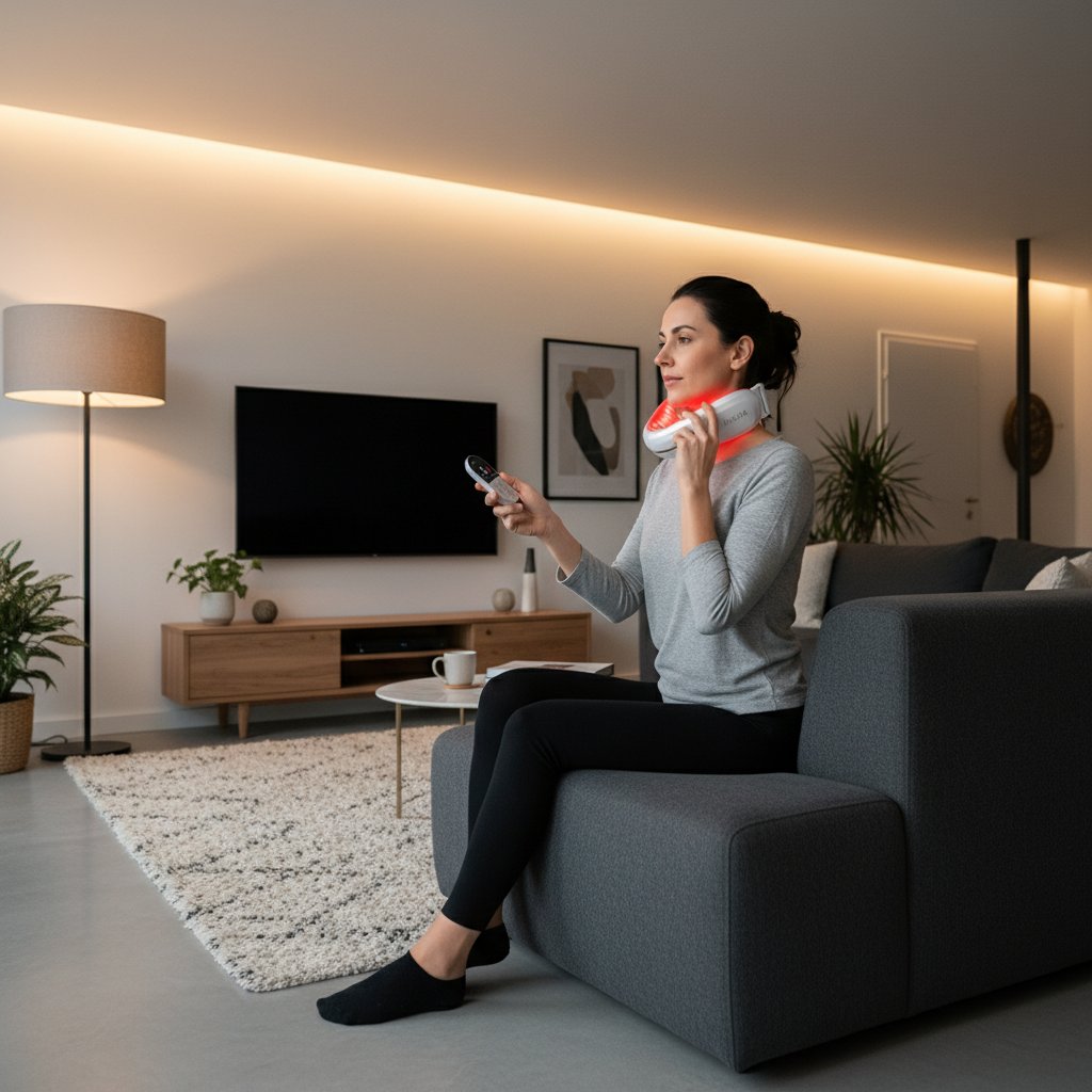 Masseur visage électrique EMS & Lumière Rouge – Appareil Lifting Raffermissant, Soin Anti-âge, Massage Chauffant & Microcourant 4 Pôles