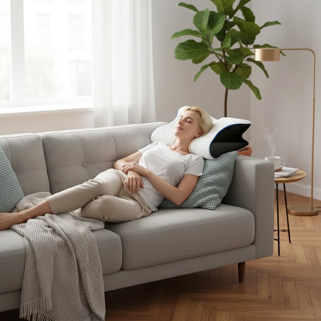 Coussin Papillon Mousse Mémoire, Ergonomique & Orthopédique – Oreiller Cervical Nuque, Relaxation Massage & Anti-douleur