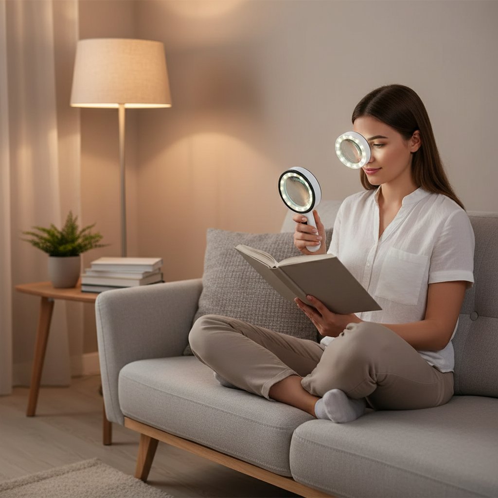 Loupe éclairante 30X & Double Lentille – Loupe de Lecture Portative 12 LED, Lecture Livres/Journaux/Cartes, Plastique & LED, Manuelle