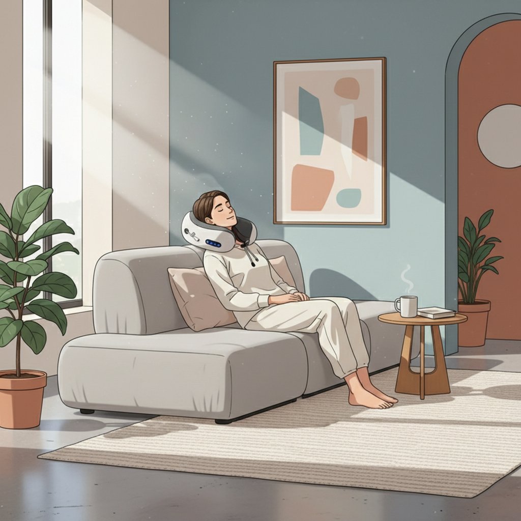 Appareil massage cou et cervicales, Vibration 3D & Pétrissage Shiatsu – Oreiller Nuque Électrique, Soulagement Douleur Cervicale & Fatigue, Masseurs Dos Épaules