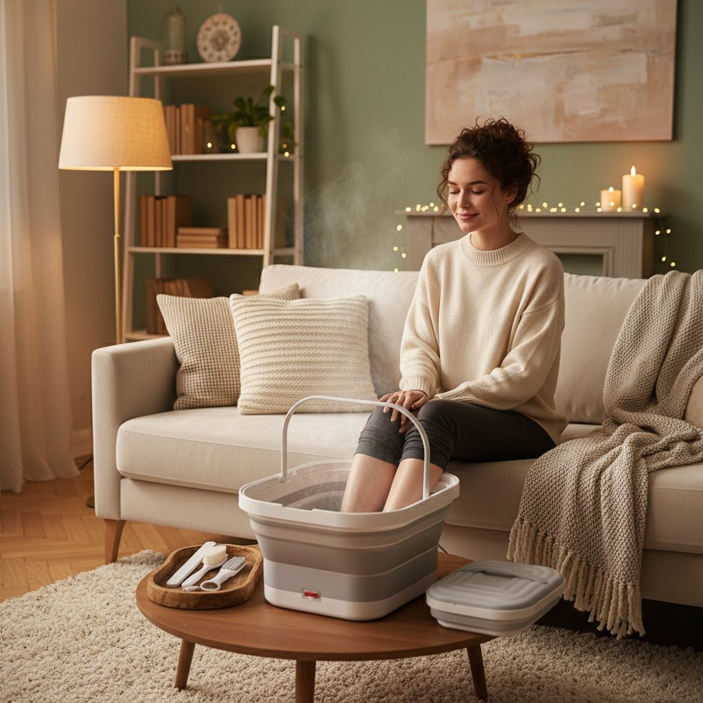 Bain de pied masseur électrique pliable & chauffant – Seau pédicure relaxation 45°C, rouleaux de massage, spa pour pieds, pétrissage & soins de santé