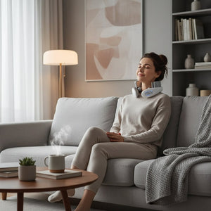 Appareil massage cou et cervicales intelligent & portable – Masseur nuque vibrant, chauffant, 4 têtes, relaxation vertèbres cervicales & soulagement tensions