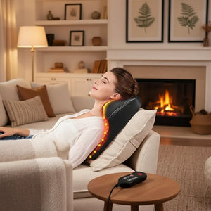 Coussin masseur cervical Vibration & Chauffant – Oreiller de massage électrique 3 vitesses, relaxation épaules, cou & dos
