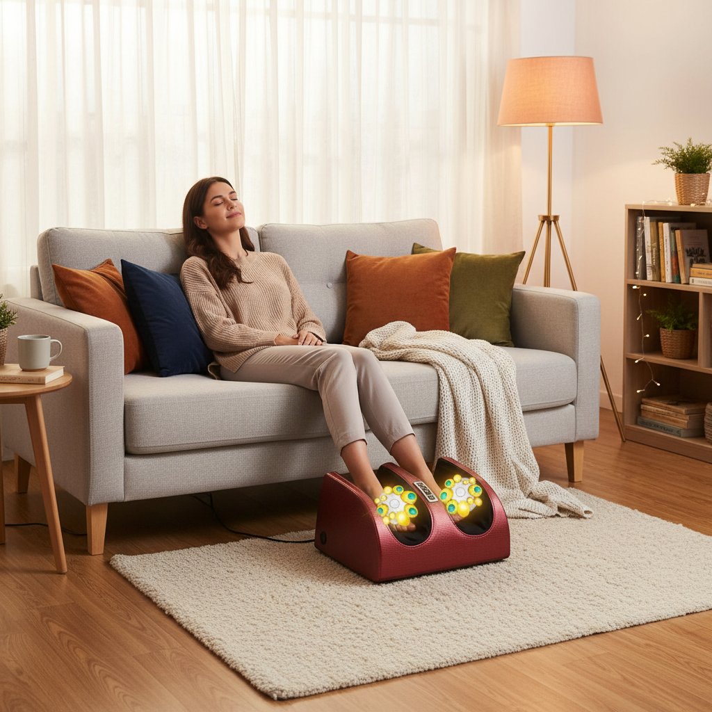 Masseur de pied électrique à Compression & Chauffante – Rouleau de Pétrissage Relaxation musculaire Thérapie Chauffante Jambes & Chevilles