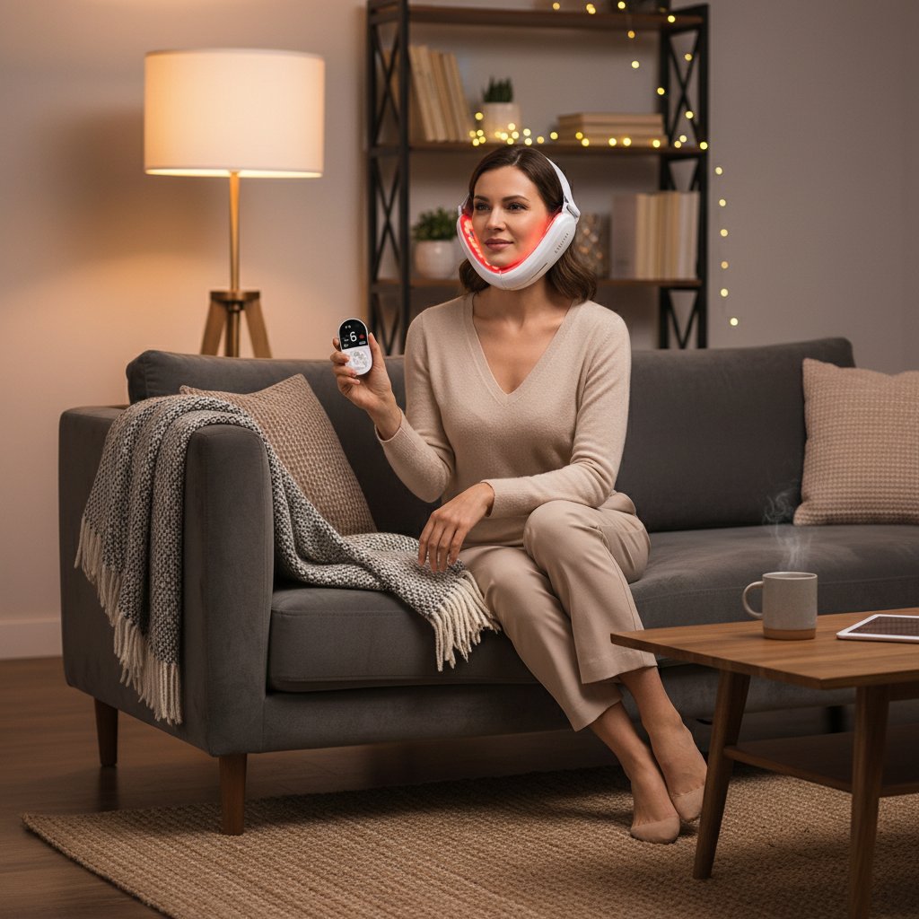 Masseur visage électrique EMS & Lumière Rouge – Appareil Lifting Raffermissant, Soin Anti-âge, Massage Chauffant & Microcourant 4 Pôles