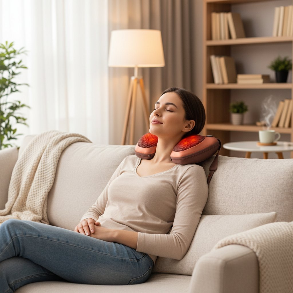 Oreiller de Massage électrique tête & cou – Masseur Shiatsu relaxation épaules dos, thérapie magnétique arthrite, portable & vibrant