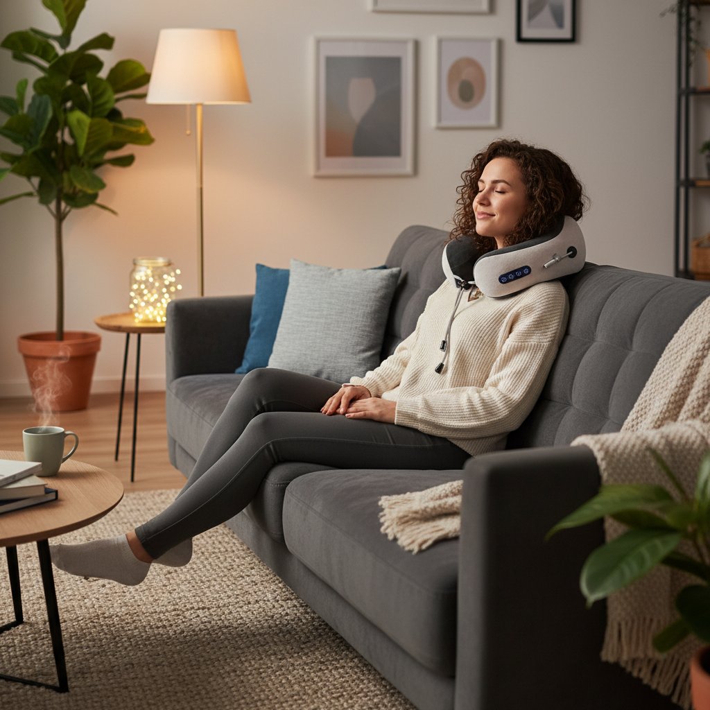 Appareil massage cou et cervicales, Vibration 3D & Pétrissage Shiatsu – Oreiller Nuque Électrique, Soulagement Douleur Cervicale & Fatigue, Masseurs Dos Épaules