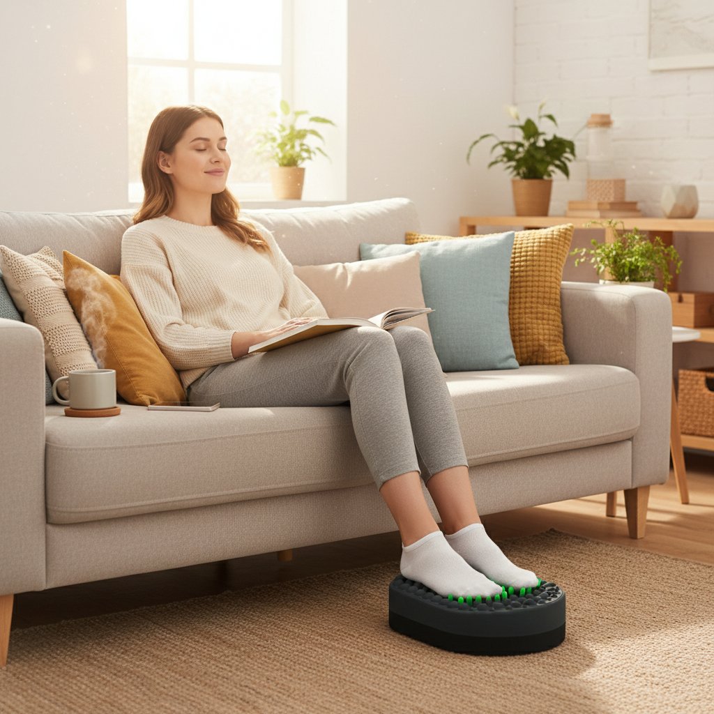 Masseur de pied électrique Repose Pied & Ottoman – Tabouret Bureau, Soulagement Fasciite Plantaire, Coussinets Silicone Souple & Stimulation Circulation Sanguine