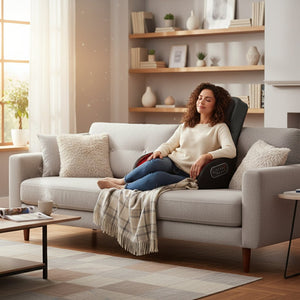 Masseur de dos avec chaleur & pétrissage – Coussin de siège Shiatsu portable Beige/Noir Électrique, 3 modes de Vibration & 3 Intensités, 48W