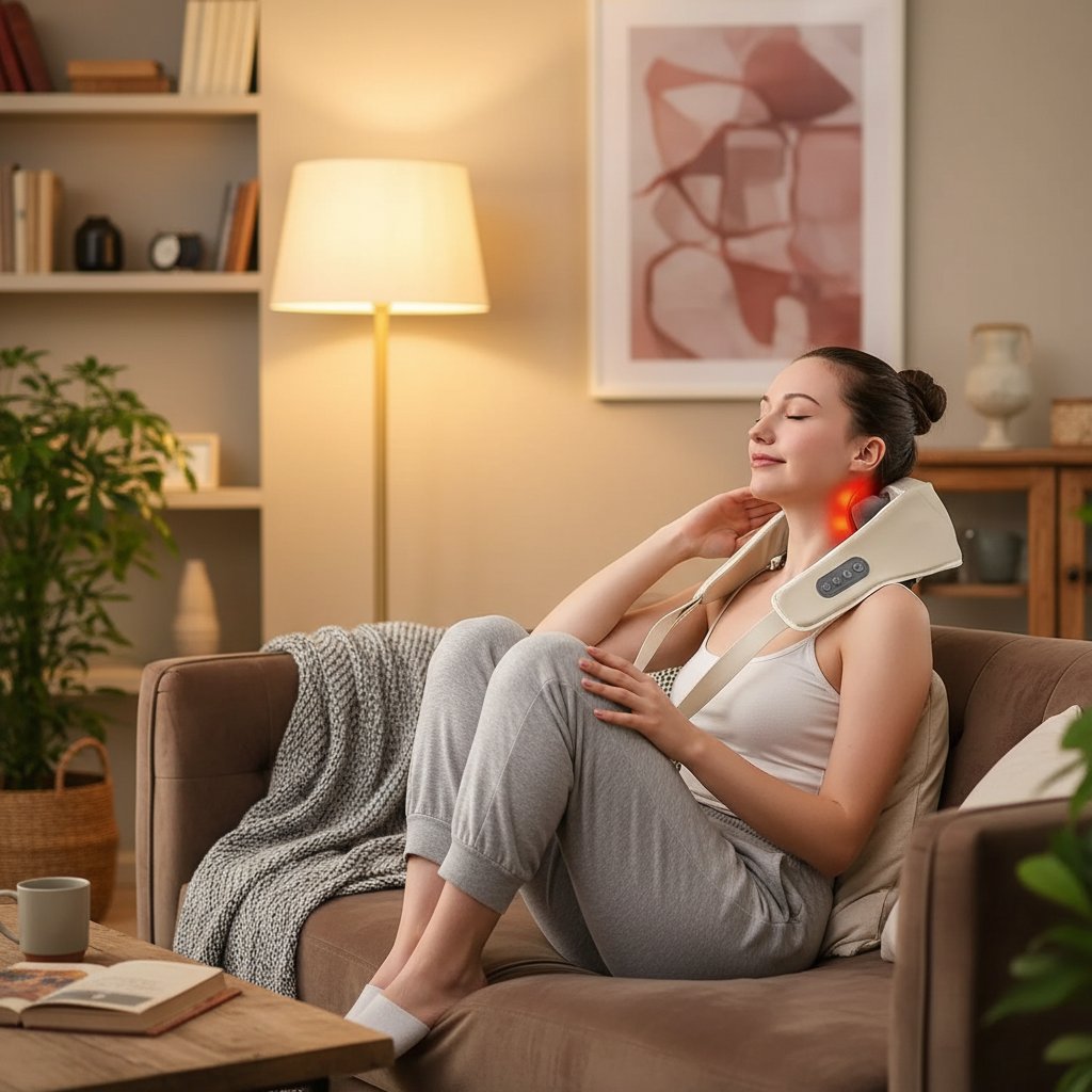 Appareil massage cou et cervicales – Shiatsu & Chauffant – Électrique, épaules, dos, trapèzes – Soulagement douleurs musculaires, bureau, maison & voiture