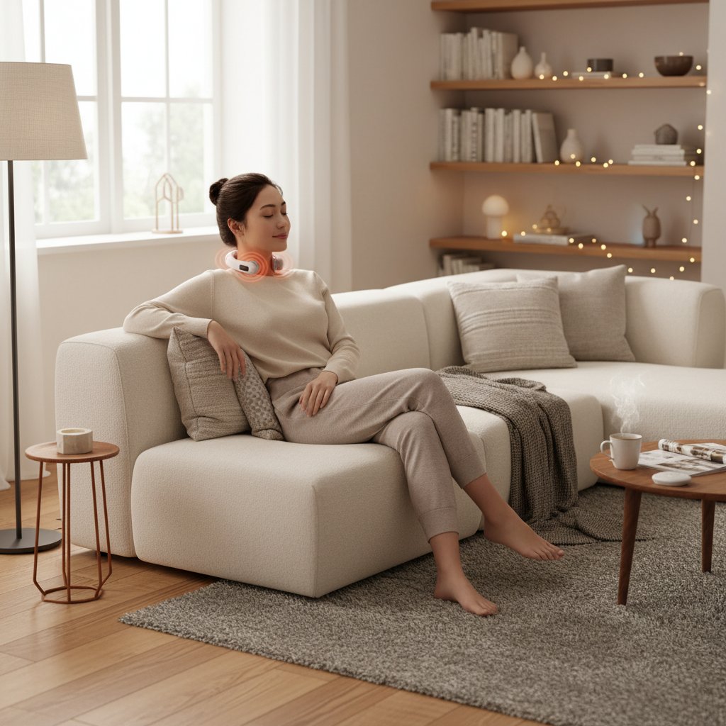 Appareil massage cou et cervicales électrique & microcourant – Masseur cervical pétrissage Shiatsu, vibration, chauffage, épaule, sans fil & têtes remplaçables