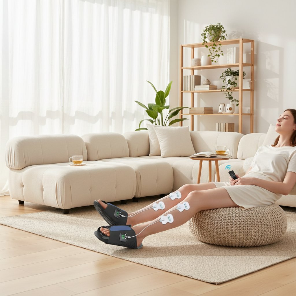 Masseur de pied électrique Stimulation musculaire & Relaxation – Coussin EMS Circulation sanguine Machine de massage des pieds Spa Pieds sans piles outil de massage