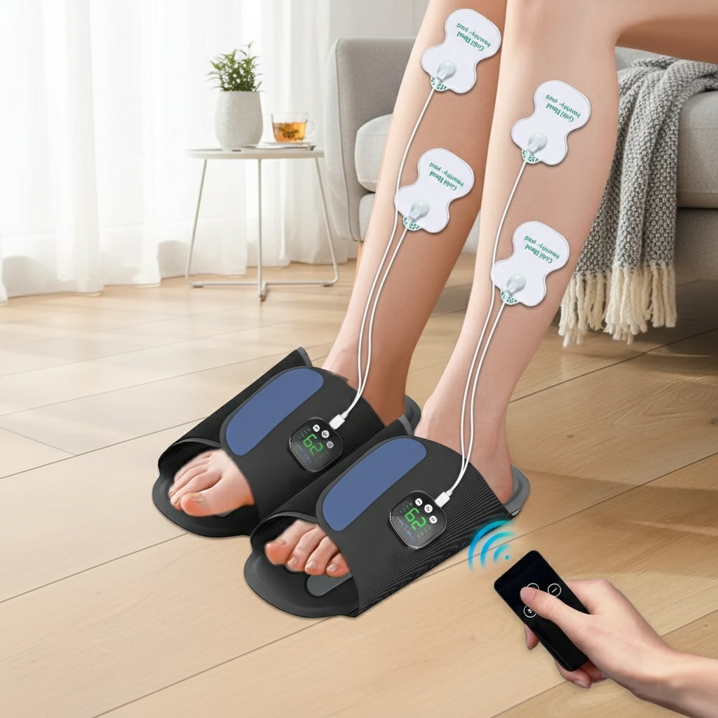 Masseur de pied électrique Stimulation musculaire & Relaxation – Coussin EMS Circulation sanguine Machine de massage des pieds Spa Pieds sans piles outil de massage