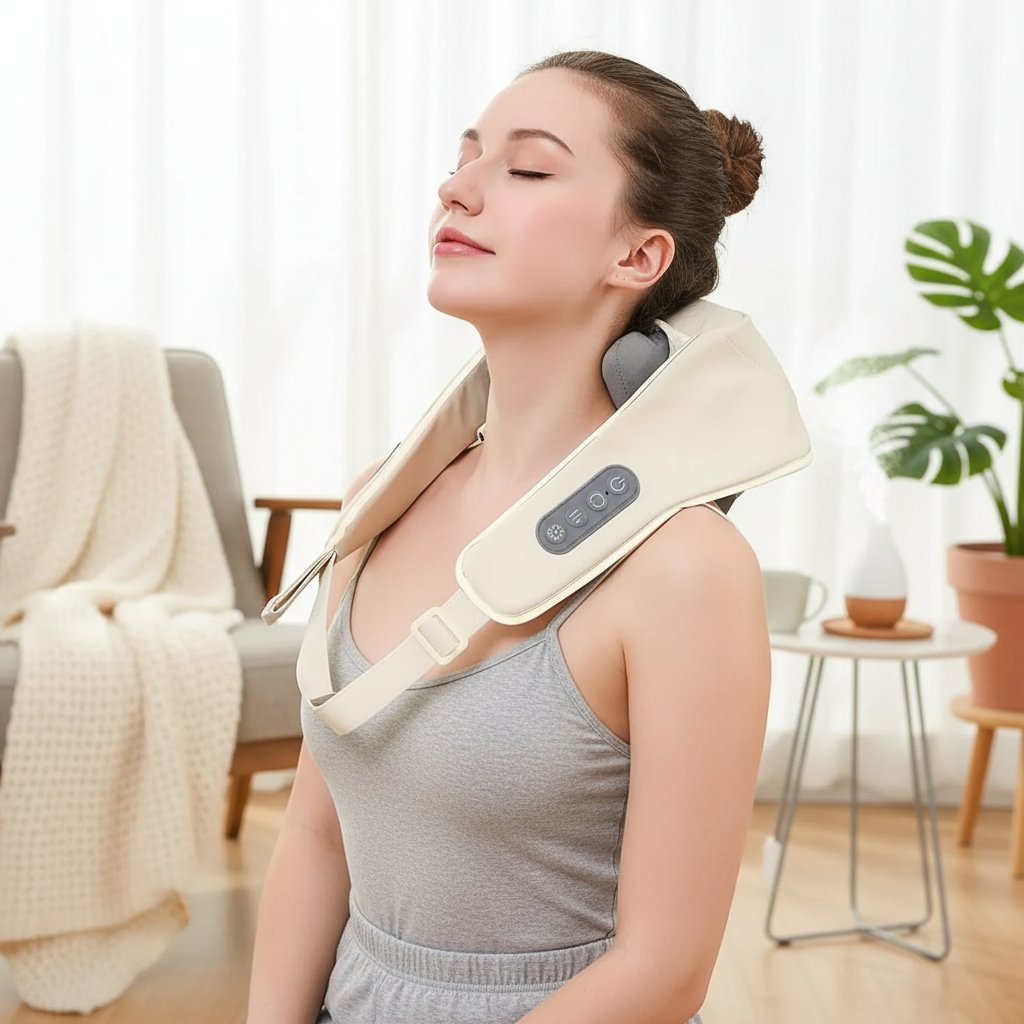 Appareil massage cou et cervicales – Shiatsu & Chauffant – Électrique, épaules, dos, trapèzes – Soulagement douleurs musculaires, bureau, maison & voiture